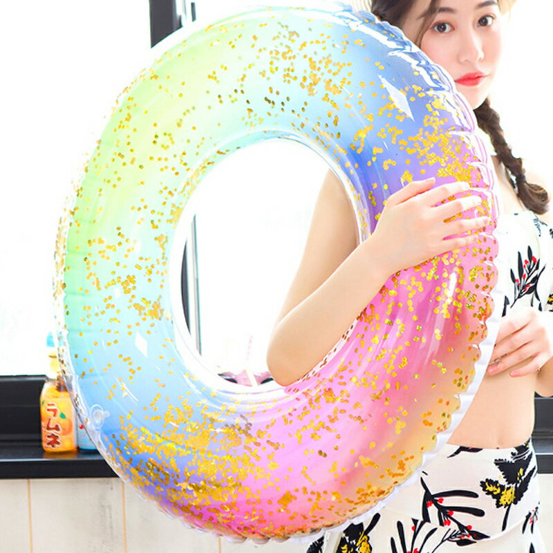 即納　Rainbow　Glitter　float 浮き輪　フロート　ラメ　キラキラ　虹　レインボー　インスタ　インスタ映え　SNS　SNS映え　大人用　子供用　大人用浮き輪　子供用浮き輪　60　70　80　90　プール　ビーチ　海　海水浴　夏休み　可愛い　かわいい　おしゃれ