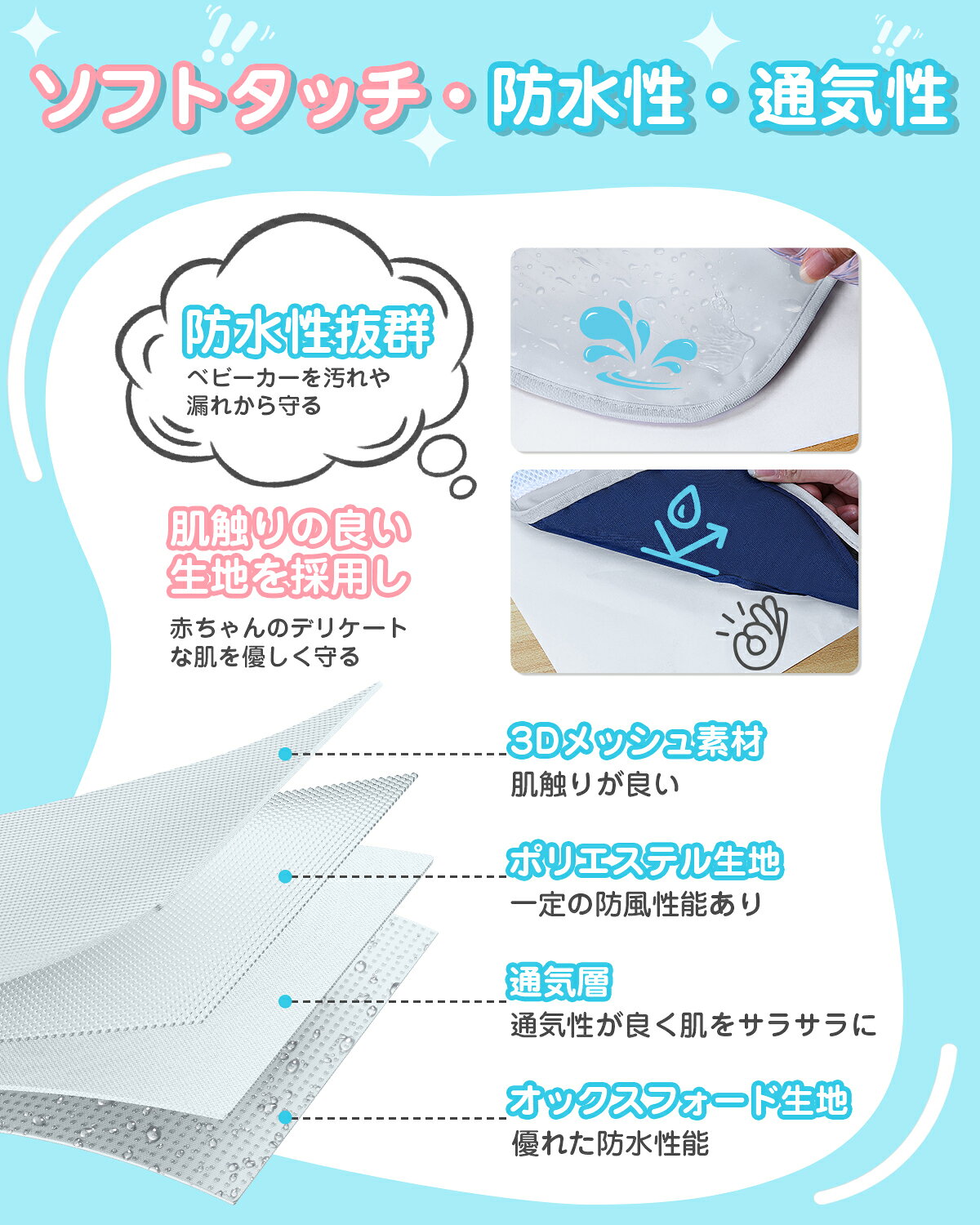 【バッテリー付き】ベビーカーシート ファン付き チャイルドシート 赤ちゃん 夏用 USB給電 洗える ひんやり 暑さ対策 ふかふか 新生児 子供 出産祝い プレゼント 34個の通気孔 2
