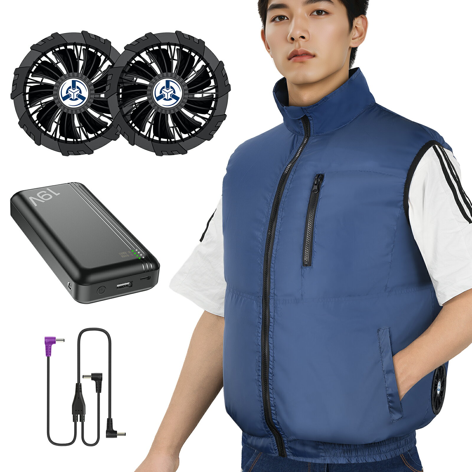 ＼スーパーセール限定ポイント10倍／空調作業服 ファン付き 冷却ベスト 30000mAh大容量 26時間連続稼働 4段風量 USB給電式 屋外作業/ゴルフ対応 日本語説明書