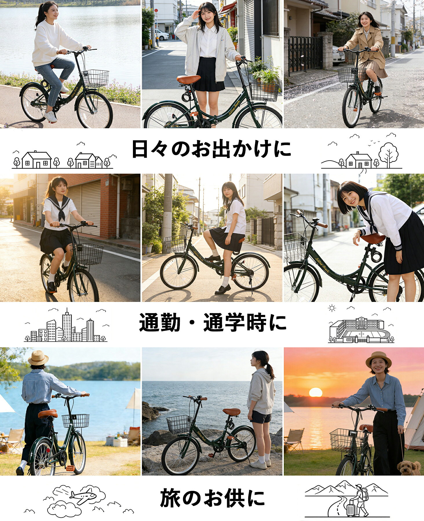 【2026最新商品登場!】折りたたみ自転車 20インチ 折り畳み自転車 軽量 スチールフレーム 12色 おしゃれ 収納 軽量 男女兼用 通勤 通学 日本語説明書 hanamaru-house-10000043 花丸万事屋 サンプル画像3