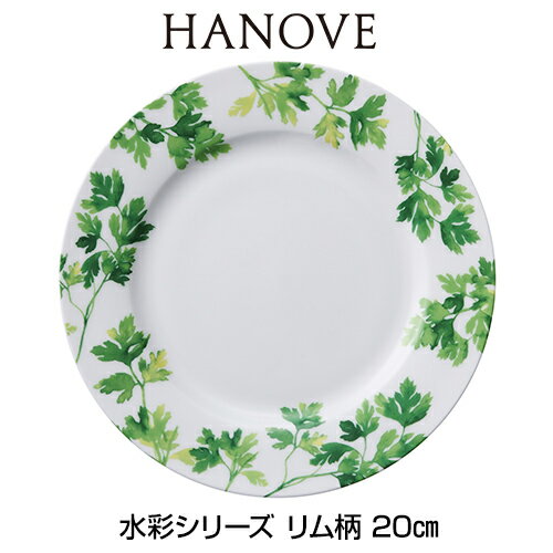 皿 ★あす楽対応★　HANOVE（ハノーヴェ）水彩シリーズ リム柄 20cmプレート 【皿　食器　ボーンチャイナ　テーブルウェア　ハノーベ】