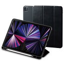 エレコム iPad Pro 11 第4/3/2世代 (2022/2021/2020年) ケース TPU素材 レザーケース 手帳型 スタンド (2アングル) Apple Pencil収納 ペンスタンド オートスリープ/ウェイク 対応 抗菌 ブラック TBWA21PMWVSABK