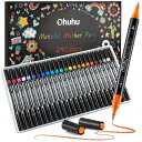 Ohuhu メタリックペン 筆先 24色セット 筆タイプと細字 水性 1-4mm メタリック色 キラキラ メタリックカラー DIY サプライズボックス アルバム 手作りカード 年賀状 ガラス 木材 陶芸