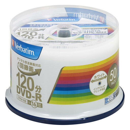 バーベイタムジャパン(Verbatim Japan) 1回録画用 DVD-R CPRM 120分 50枚 ホワイトプリンタブル 片面1層 1-16倍速 VHR12JP50V4 バーベイタムジャパン(Verbatim Japan) 1回録画用 DVD-R CPRM 120分 50枚 ホワイトプリンタブル 片面1層 1-16倍速 VHR12JP50V4