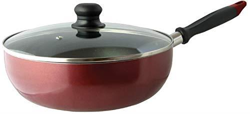 リビング(Living) フライパン 深型 炒め鍋 マルチパン 26cm ガラス蓋 付属 IH対応 フッ素加工 焦げ付きにくい レッド CUISINE