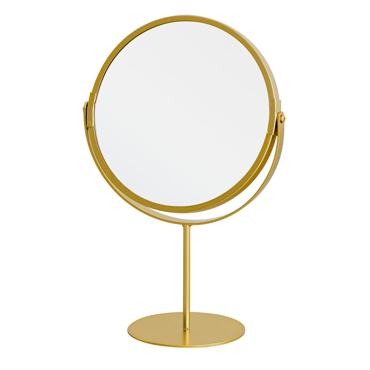 永井興産 3倍鏡付卓上ミラーH リノ 化粧鏡 幅18cm×高さ27cm ゴールド 角度調節可 丸形 NK-287