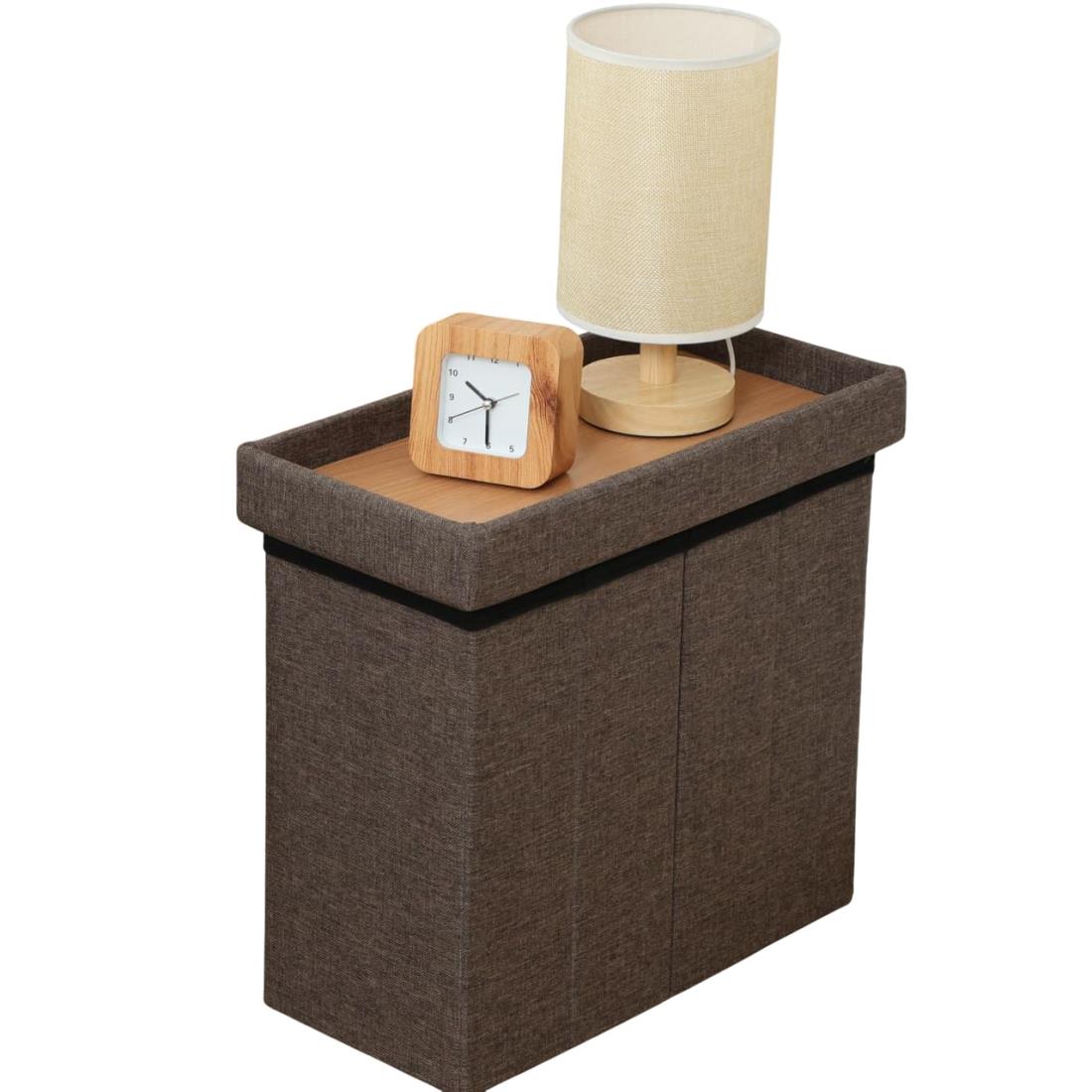 不二貿易 テーブルにもなる収納スツール 1台3役 スリム 幅40×奥行21.5×高さ35cm チャコール 61492