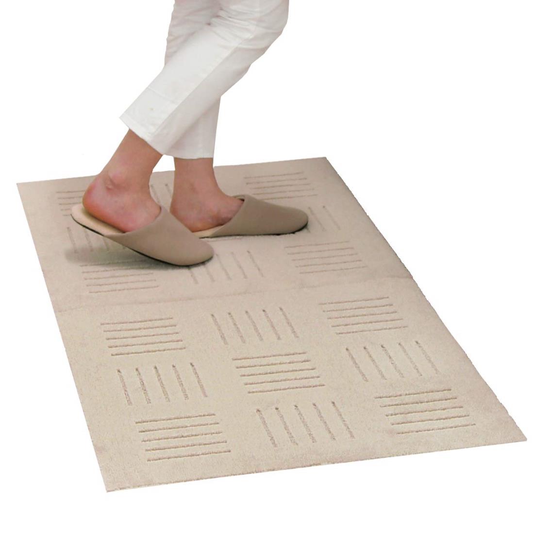 オカ ピタッと吸着! ジョイントキッチンマット ピタプラス ブリック 約60×60cm(2枚組)ベージュ (無地 ずれない 日本製 洗える 長方形)