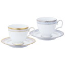 Noritake ノリタケ カップ & ソーサー ( ペアセット ) ( コーヒー ティー 兼用) 250cc ハンプシャーゴールド&プラチナ 2客 金 ・ 銀 ファインポーセレン P91988/4335-6