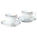Noritake ノリタケ カップ & ソーサー ( ペアセット ) ( コーヒー ティー 兼用) 250cc ハンプシャープラチナ 2客 ファインポーセレン P91988/4336