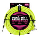 【正規品】 ERNIE BALL 6085 楽器用シールドケーブル 18フィート 5.49m BRAIDED INSTRUMENT CABLE STRAIGHT/ANGLE ネオン・イエロー
