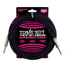 【正規品】 ERNIE BALL 6395 楽器用シールドケーブル 18フィート BRAIDED INSTRUMENT CABLE 5.49m パープル・ブラック