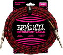 【正規品】 ERNIE BALL 6396 楽器用シールドケーブル 18フィート BRAIDED INSTRUMENT CABLE 5.49m レッド・ブラック