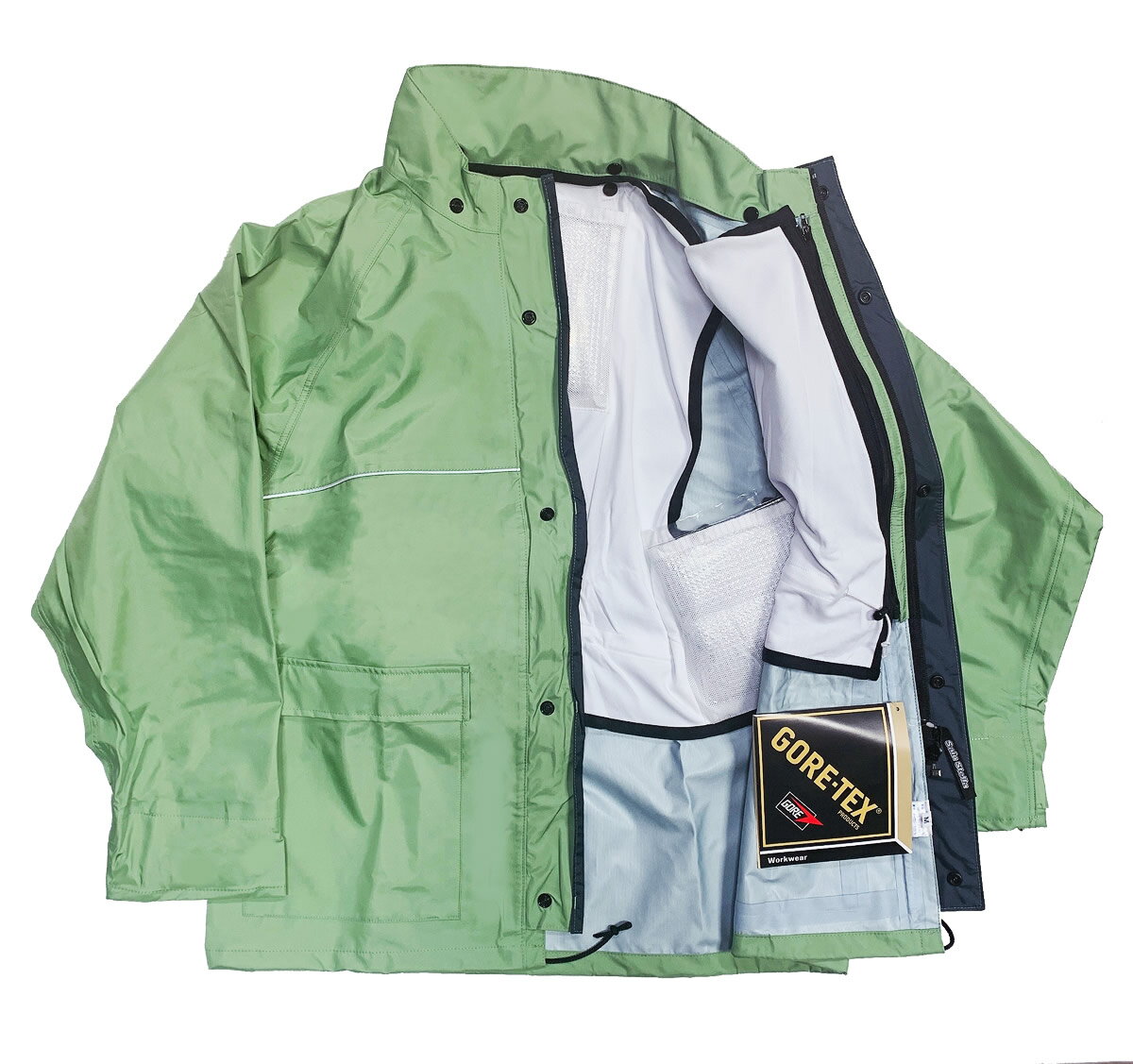  ゴアテックス クール 保冷剤付 レインウェア ジャケット ナチュラルグリーン メンズ レディース 完全防水 レインコート レインジャケット 作業用 雨衣 雨合羽 男女兼用 カッパ バイク 自転車 登山 トレッキング ゴルフ GORETEX通販格安セール情報　楽天　通販