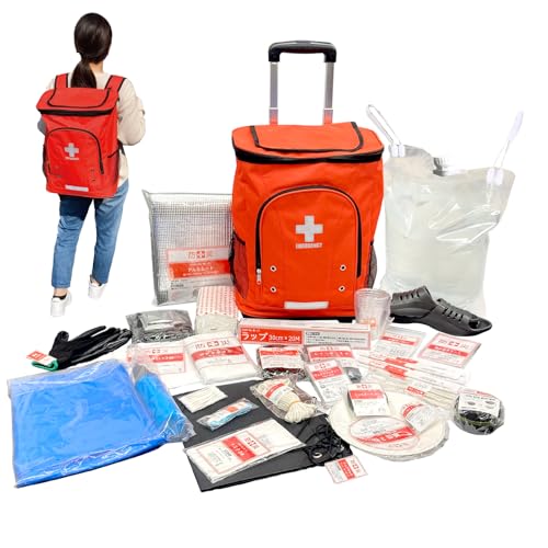 山善(YAMAZEN) 防災リュック リュック&キャリー型 防災バッグ 30点 セット 一次避難用 給水バッグ 携帯用トイレ 大容量 オ 送料無料