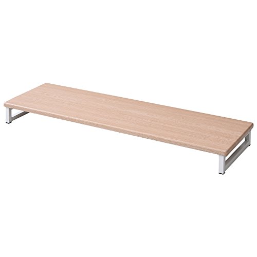 山善(YAMAZEN) モニター台 幅80×奥行25×高さ8cm キーボード収納 PC台 組立かんたん ナチュラル/アイボリー DTS- 送料無料