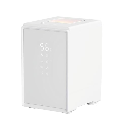 [山善] 加湿器 加熱式 スチーム式 上部給水 キューブ型 湿度センサー 転倒防止 間接照明 寝室 チャイルドロック 自動運転 ホワイト 送料無料
