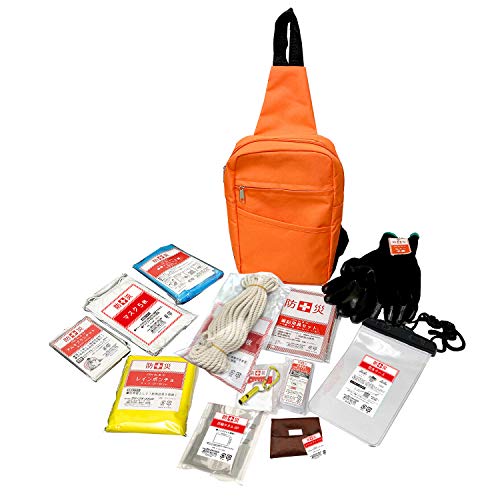 山善(YAMAZEN) 防災グッズ 防災バッグ 13点セット 【防災士監修】 (ボディバッグ) マスク スマホ充電器..