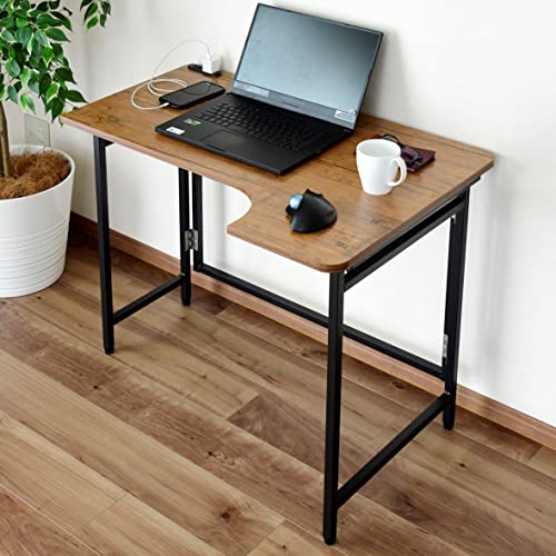 山善(YAMAZEN) デスク (L字デスク) 折りたたみ コンセント付き 傷や汚れに強い天板 角が ...