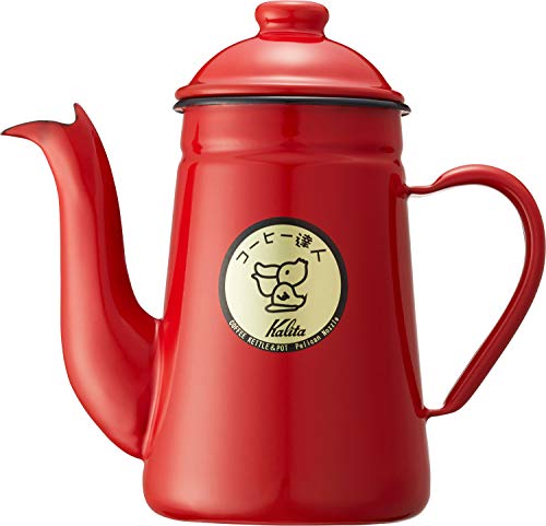 カリタ Kalita 日本製 琺瑯 コーヒーポット レッド 1000ml 直火 ホーロー コーヒー達人 ペリカン 1? #52123ドリ 送料無料
