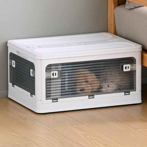 山善(YAMAZEN) 収納ボックス Mサイズ 積み重ね可 折りたたみ 全方向から取り出せる 収納ケース キャスター付 コンテナ ボック 送料無料