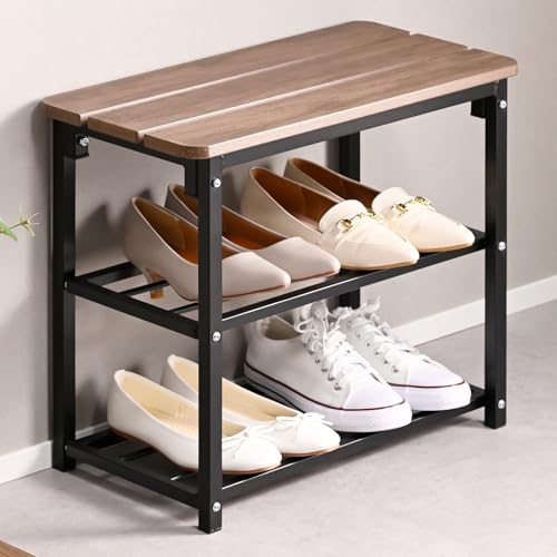 山善(YAMAZEN) 玄関収納 玄関ベンチ ラック付き 玄関椅子 シューズラック 靴 棚 収納 収納ベンチ 室内 ..