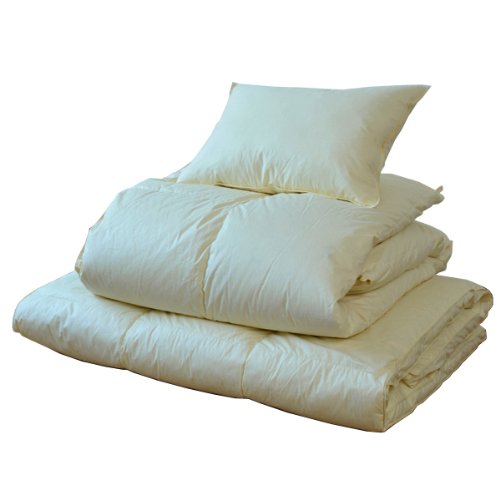 布団3点セット(羽毛掛け布団・羽根敷き布団・羽根枕)シングル アイボリー YZE003S 送料無料