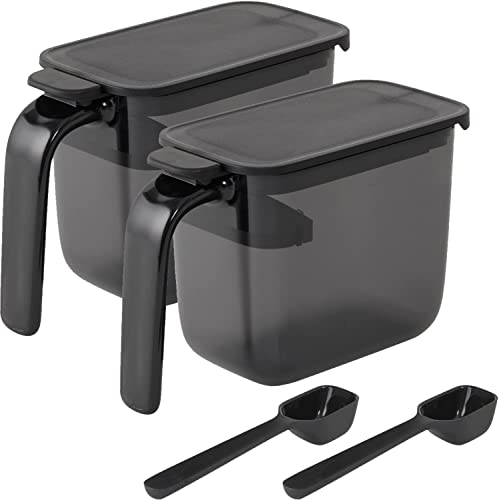 マーナ (marna) 調味料ポット スプーン付き (2個入り/ブラック) 調味料入れ (パッキン付 湿気防止) 塩 砂糖入れ (グッド 送料無料