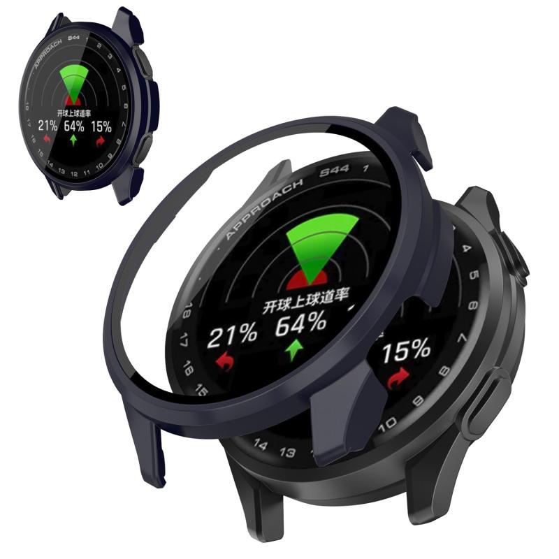 Rakuten - JIAYJP for ガーミン(GARMIN) Approach S44 用 ケース ガラスフイルム 一体型ケース PC+ガラス素材 指紋防止 耐衝撃 装着簡単 高透過率 全面保護 超薄型 ガーミン(GARMIN) Approach S44 カバー(青)
