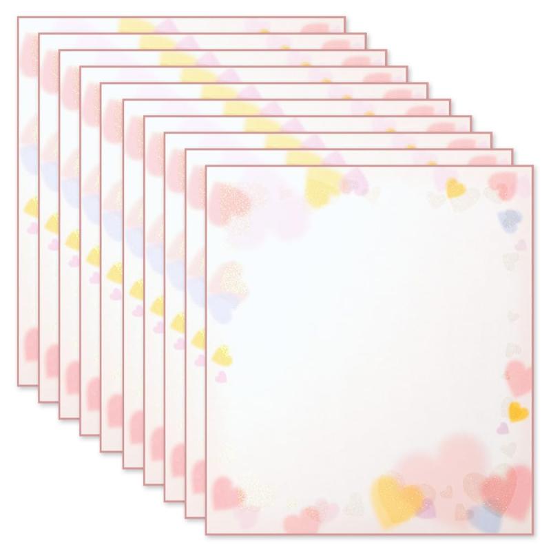 ミドリ(MIDORI） 色紙 カラー色紙 ラメ ハート柄 10冊セット 33115006