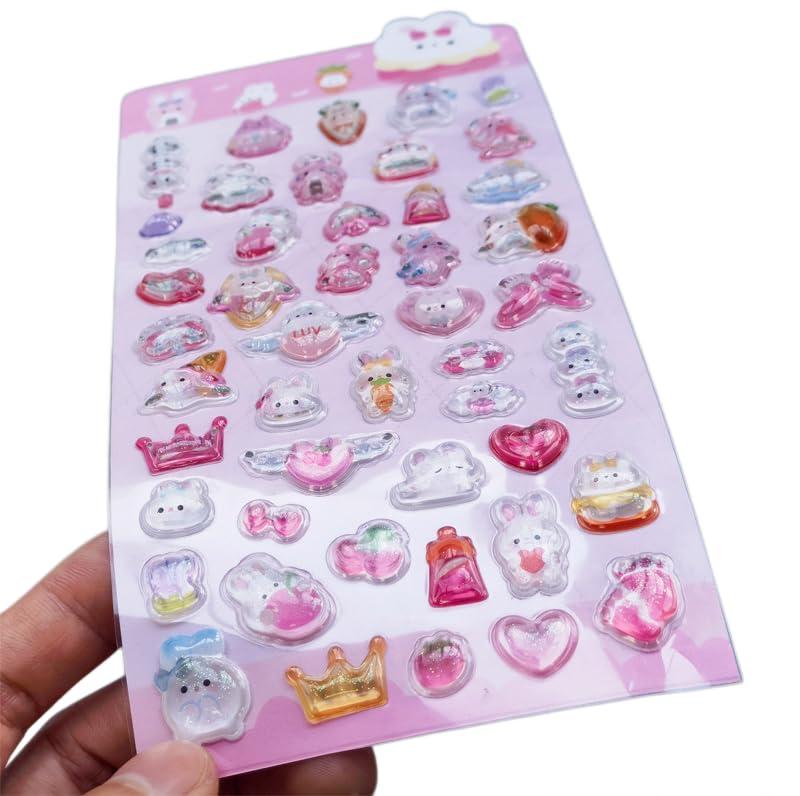 3D 立体 ぷにぷにシール ピンク うさぎ 蓄光 柔らか ぷくぷく 手帳用 DIY用 装飾用 子供 女の子 大人用 2パック hanamarushop-10068883 はなまるショップ サンプル画像3
