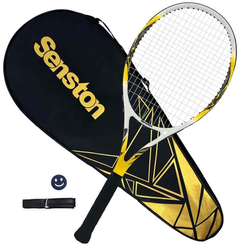 Senston 硬式成人用テニスラケット27インチ 1 本入り - 軽量デザインで、振動減衰器、オーバーグリップ、キャリーバッグ付き