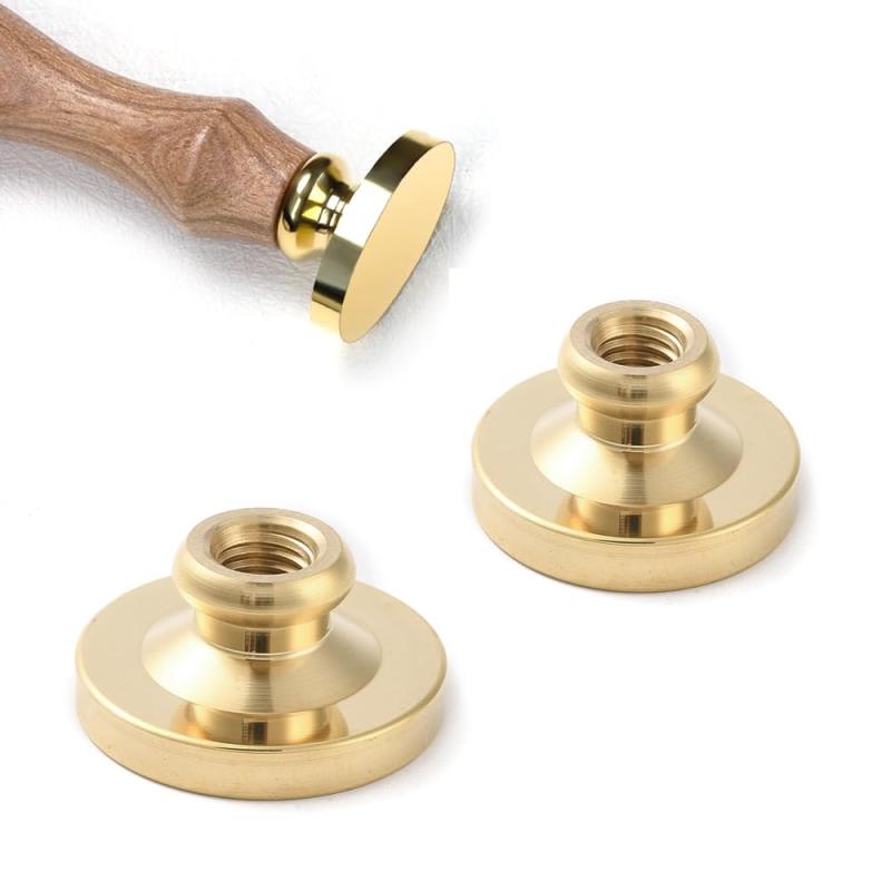 KUAIDHFK シーリングスタンプ ヘッド 2個入り 丸形 20mmと25mm 真鍮製 シーリングヘッド ワックスシール 無地 蝋封 印鑑 真鍮ヘッド 入れ換え可能のスタンプ 招待状 手紙 切手 封筒 印鑑 DIY用 封