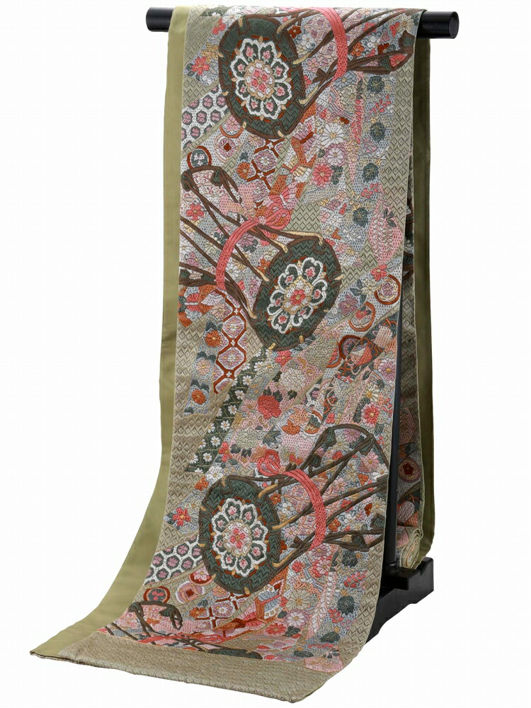 お仕立てサービス 京都西陣織 礼装用 高級袋帯 全通柄 薄緑地 rk-316-5(4)