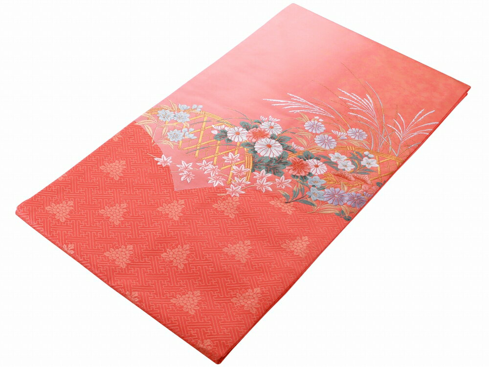 礼装用 お仕立て上がり 正絹 西陣織 証紙付き 名古屋帯 お太鼓柄 橙 nk-313-22【cp】