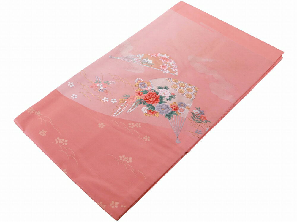 礼装用 お仕立て上がり 正絹 名古屋帯 お太鼓柄 桃橙 nk-313-25【cp】