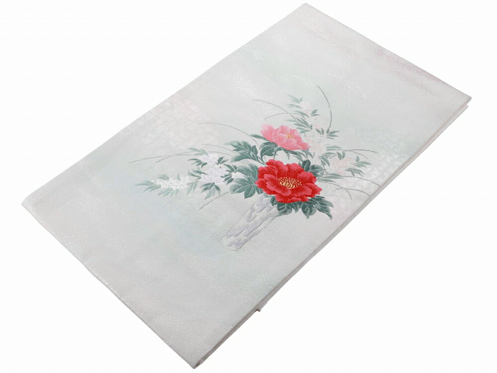 礼装用 お仕立て上がり 正絹 西陣織 証紙付き 名古屋帯 お太鼓柄 ベージュ nk-313-26【cp】