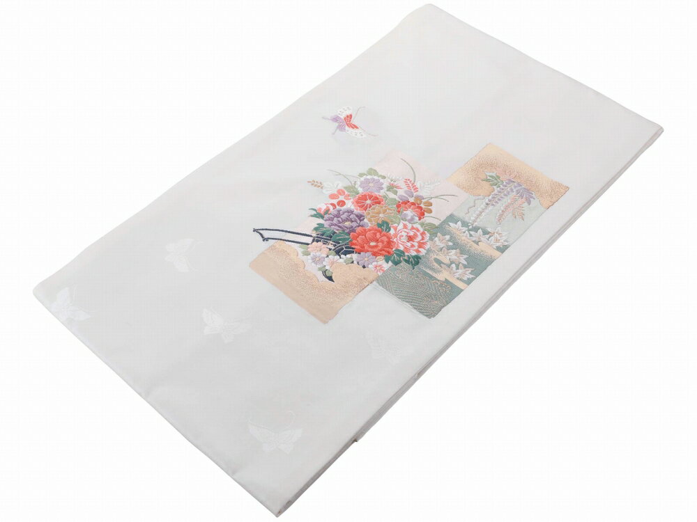 礼装用 お仕立て上がり 正絹 西陣織 証紙付き 名古屋帯 お太鼓柄 ベージュ nk-313-32【cp】