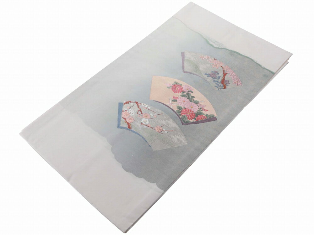 礼装用 お仕立て上がり 正絹 西陣織 証紙付き 名古屋帯 お太鼓柄 ベージュ nk-313-38【cp】