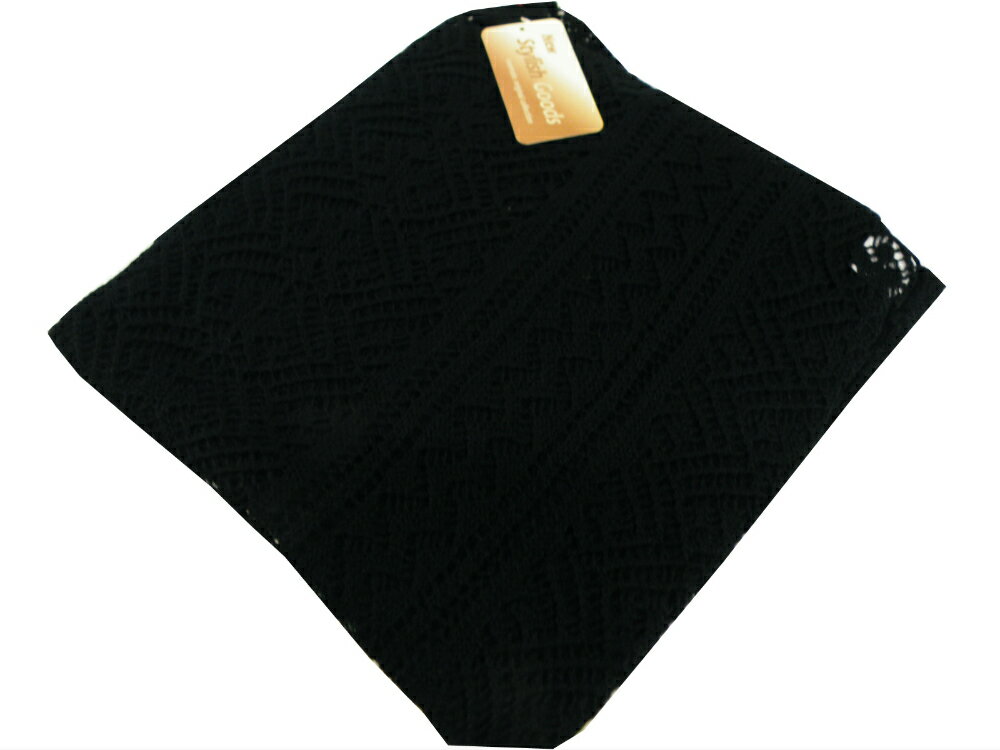 【決算SALE 30%OFF】訳あり 模様編み ストール スヌードタイプ ブラック E-640
