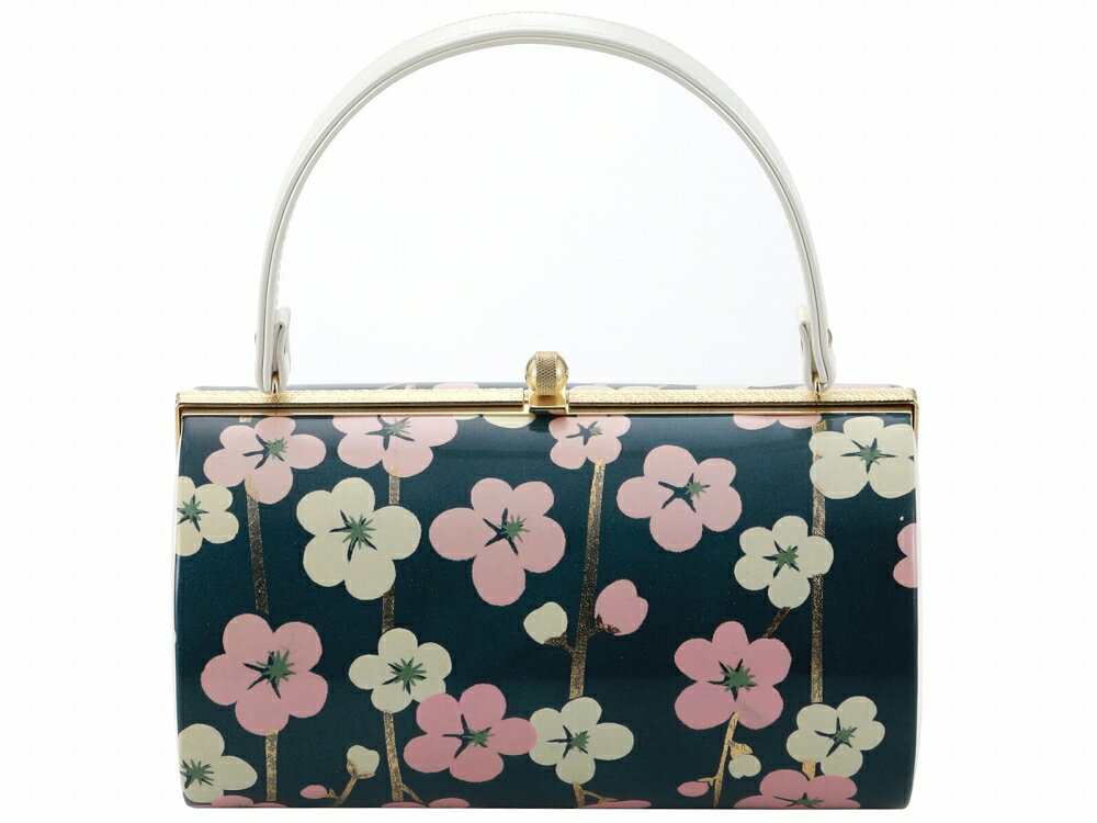 【30％OFF】訳あり 振袖用 きものバッグ 和装バッグ ハンドバッグ エナメル グリーン 梅 bb-280-239 【決算SALE】