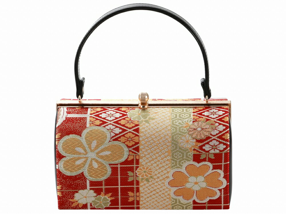 振袖用 帯地 きものバッグ 和装バッグ ハンドバッグ レッド bb-280-264