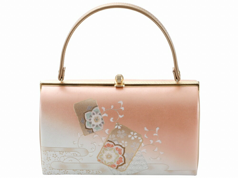 振袖用 合皮 きものバッグ 和装バッグ ハンドバッグ ぼかし ラメ入り 桜 bb-280-265
