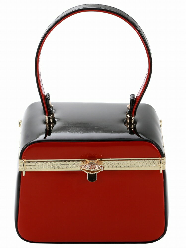 訳あり 振袖用 きものバッグ 和装バッグ ハンドバッグ エナメル ブラック bb-280-271