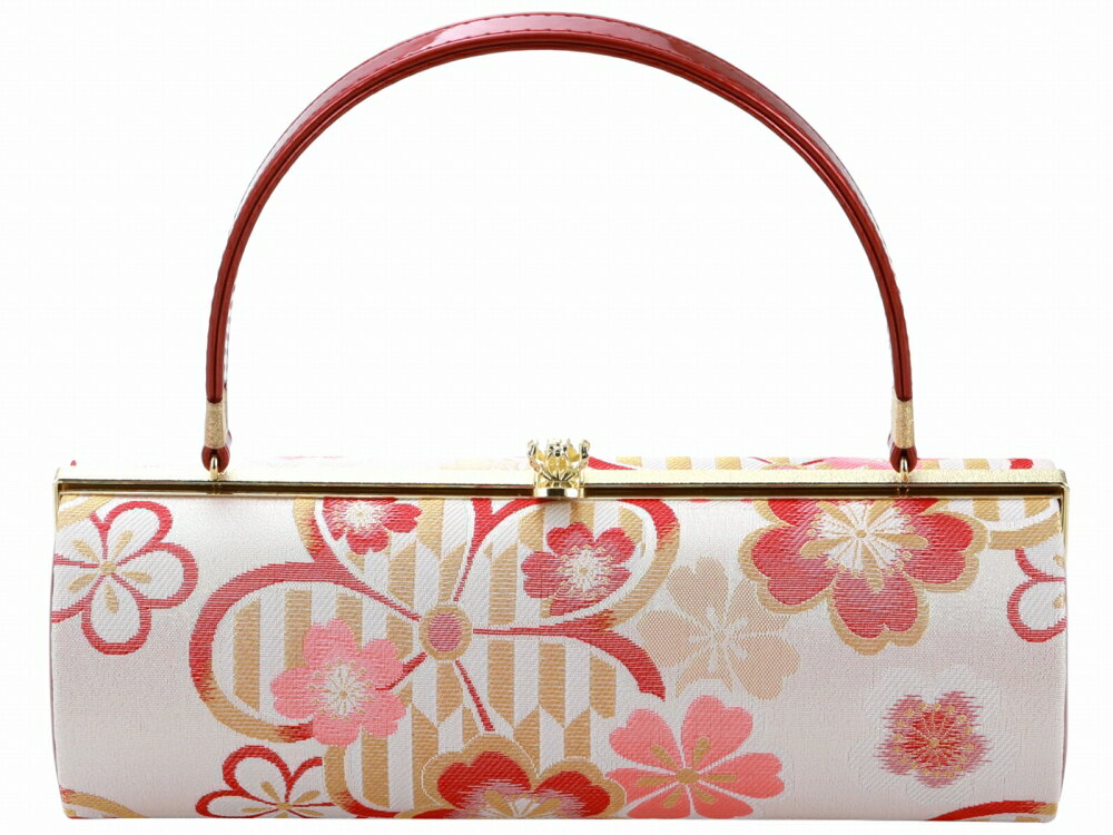 日本製 振袖用 帯地 きものバッグ 和装バッグ ハンドバッグ レッド bb-280-273