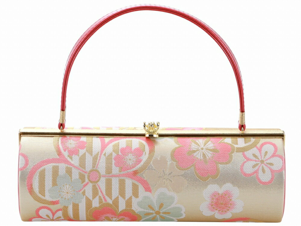 日本製 振袖用 帯地 きものバッグ 和装バッグ ハンドバッグ コーラルピンク bb-280-274