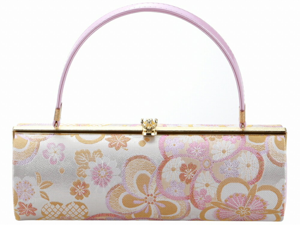 日本製 振袖用 帯地 きものバッグ 和装バッグ ハンドバッグ ラベンダー bb-280-276