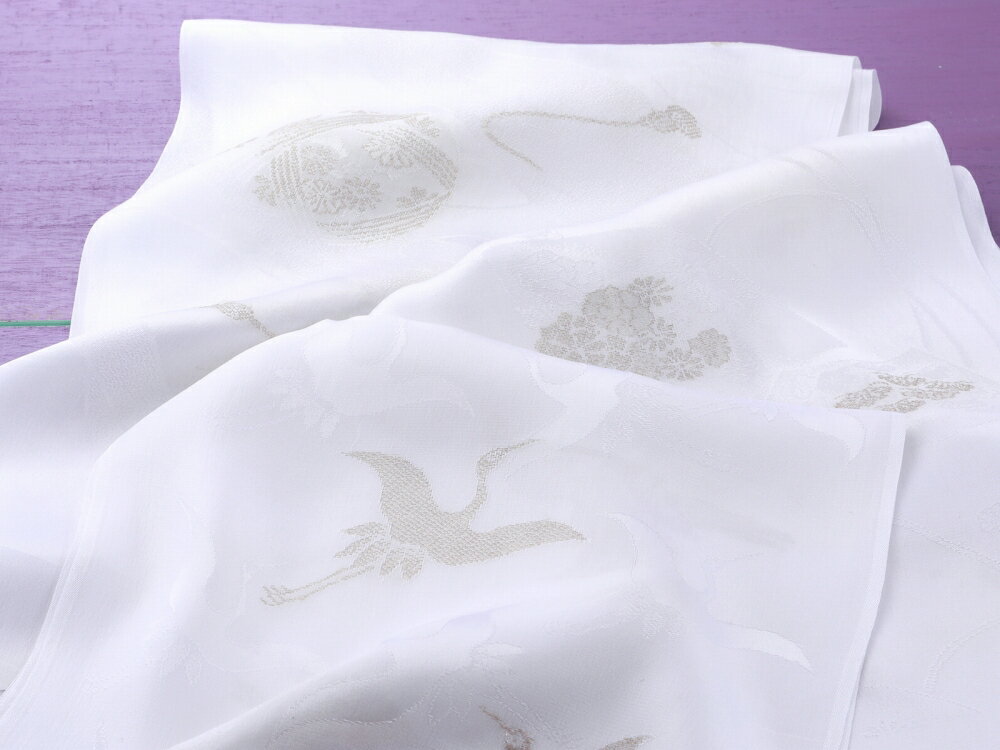 礼装用 縫取 留袖用 帯揚げ シックなゴールド 白地 単品 全3種 ak-417