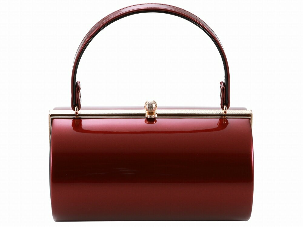 訳あり 振袖用 きものバッグ 和装バッグ ハンドバッグ エナメル ワインレッドと黒 bb-280-125【cp】