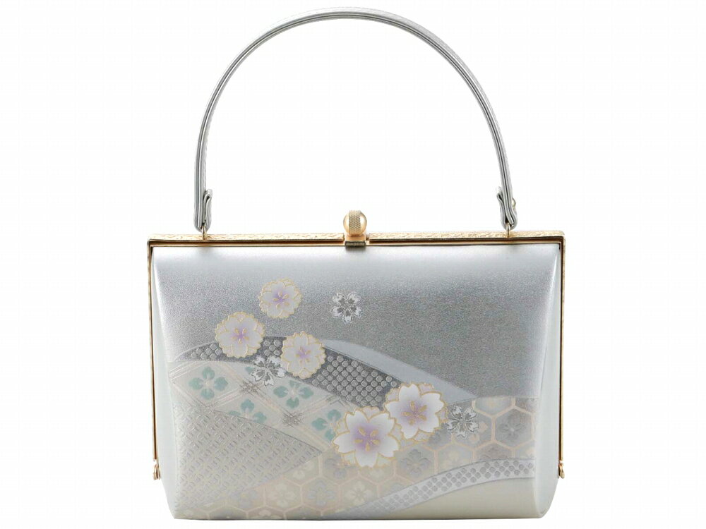 【30％OFF】礼装・振袖用 きものバッグ 和装バッグ ハンドバッグ グラデーション シルバー bb-280-228 【決算SALE】